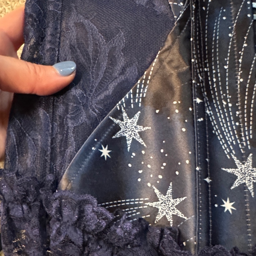 Adore Me Navy Star-Print Lace Bustier & Thong - Picture 4 of 6